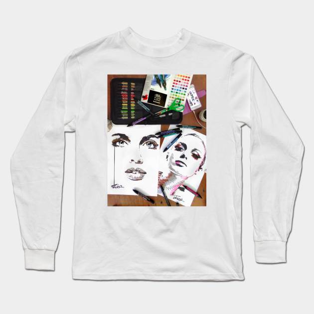 Marker drawings Long Sleeve T-Shirt by Loui Jover 